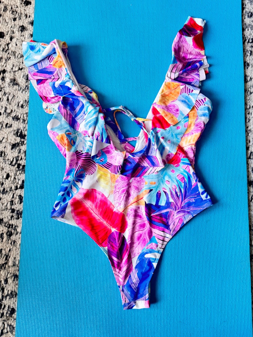 Tropical Ruffle-Trim One-Piece Swimsuit - Multicolor - Picture 5 of 11